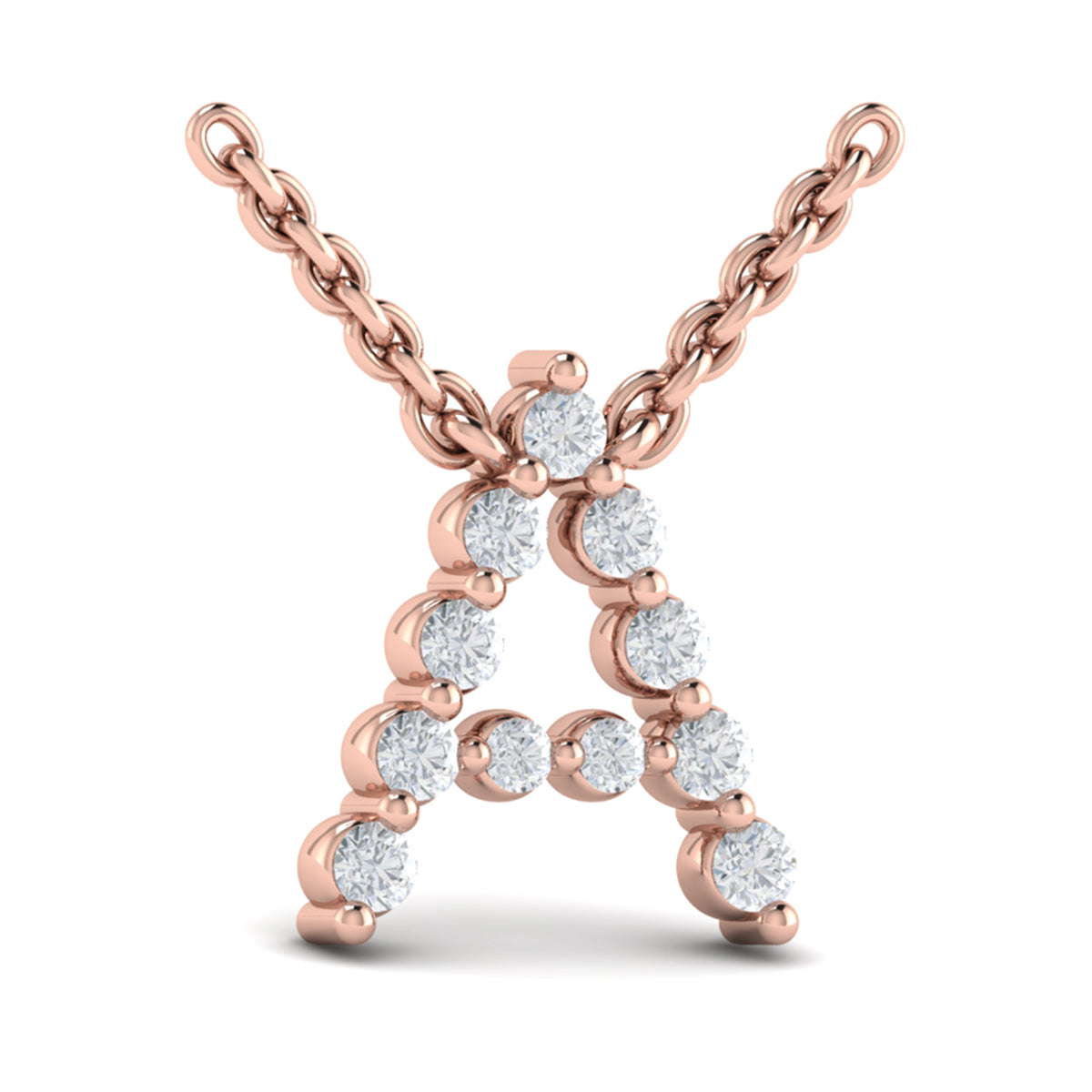 Diamond  Alphabet Pendant Necklace, A