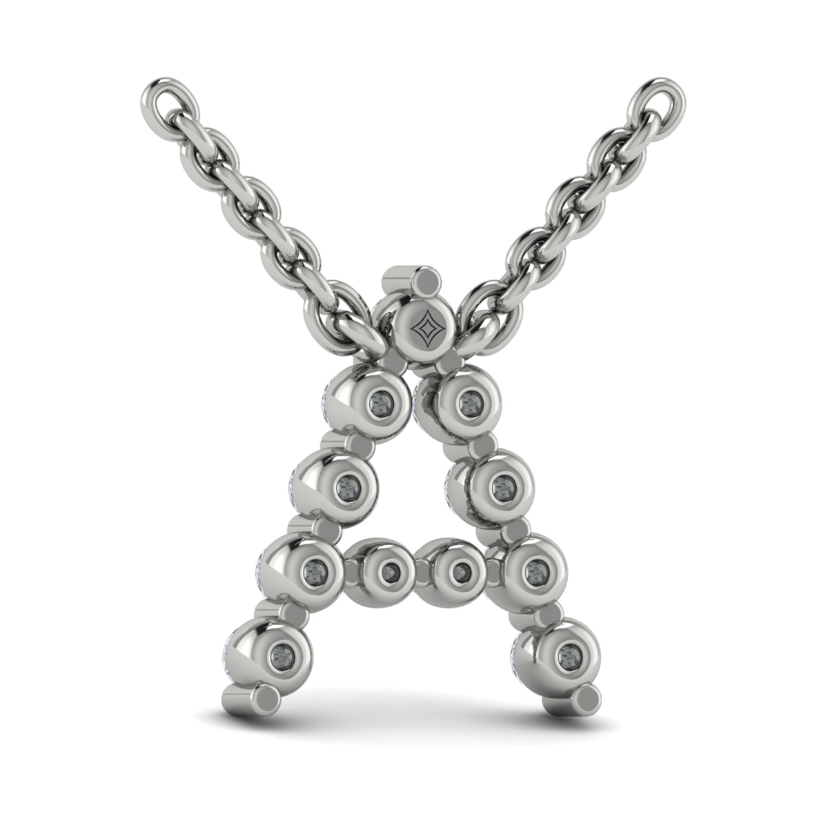 Diamond  Alphabet Pendant Necklace, A