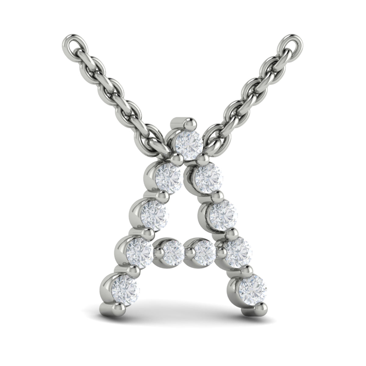 Diamond  Alphabet Pendant Necklace, A