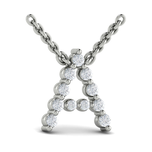 Diamond  Alphabet Pendant Necklace, A