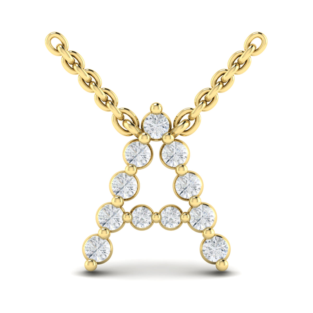 Diamond  Alphabet Pendant Necklace, A