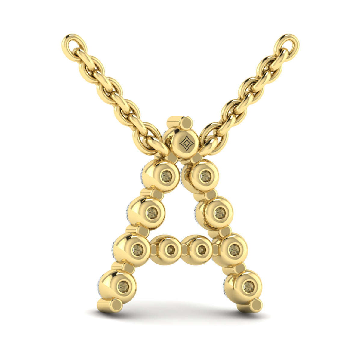 Diamond  Alphabet Pendant Necklace, A