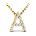 Diamond  Alphabet Pendant Necklace, A