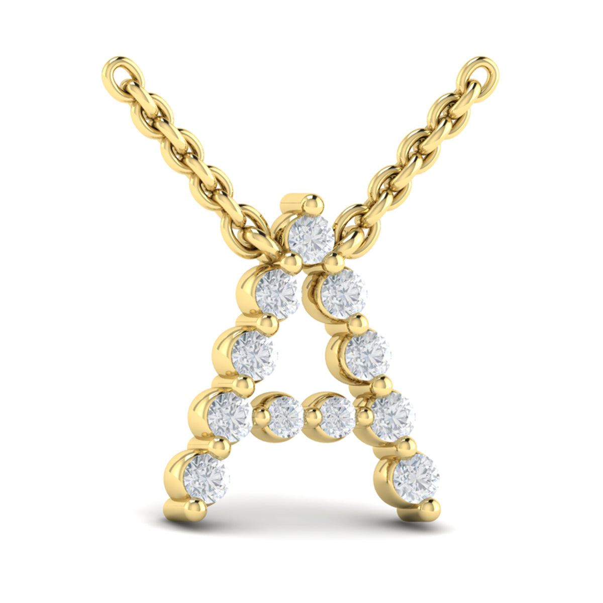 Diamond  Alphabet Pendant Necklace, A