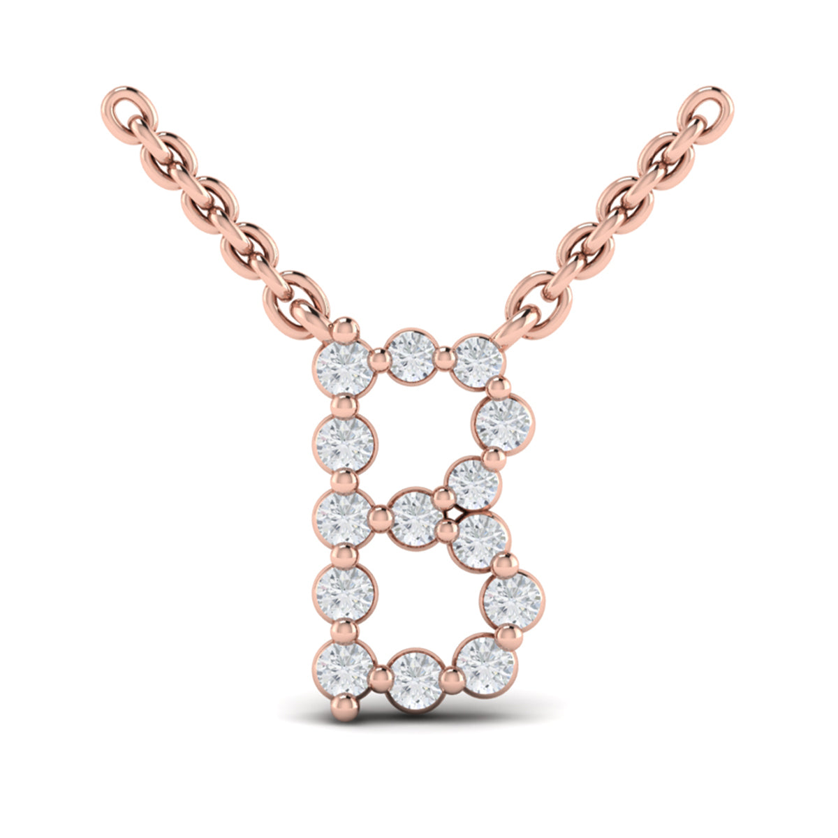 Diamond  Alphabet Pendant Necklace, B