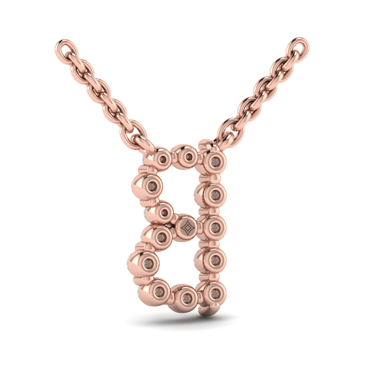 Diamond  Alphabet Pendant Necklace, B