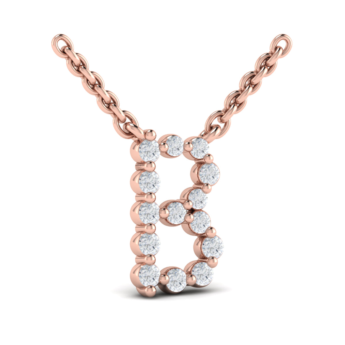 Diamond  Alphabet Pendant Necklace, B
