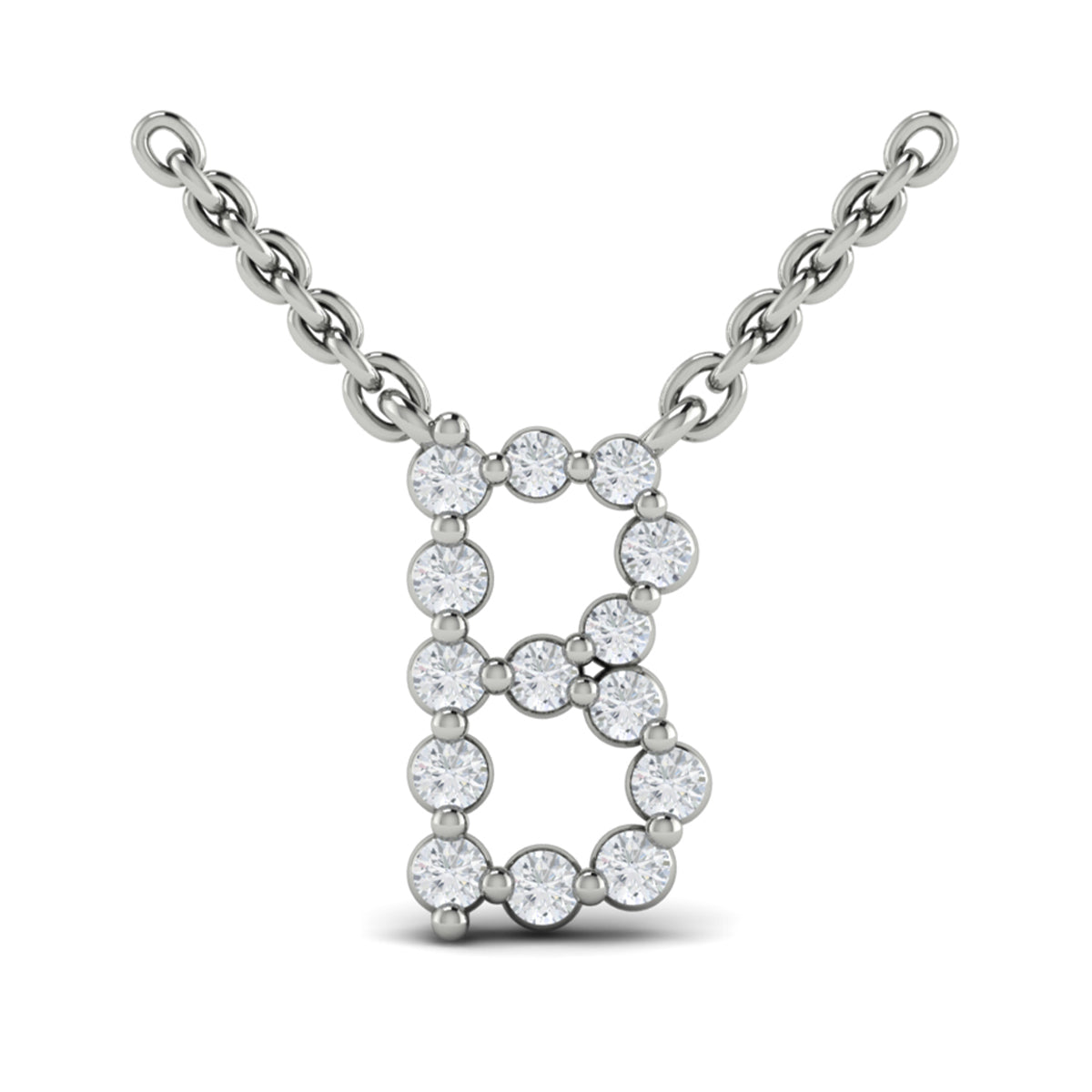 Diamond  Alphabet Pendant Necklace, B
