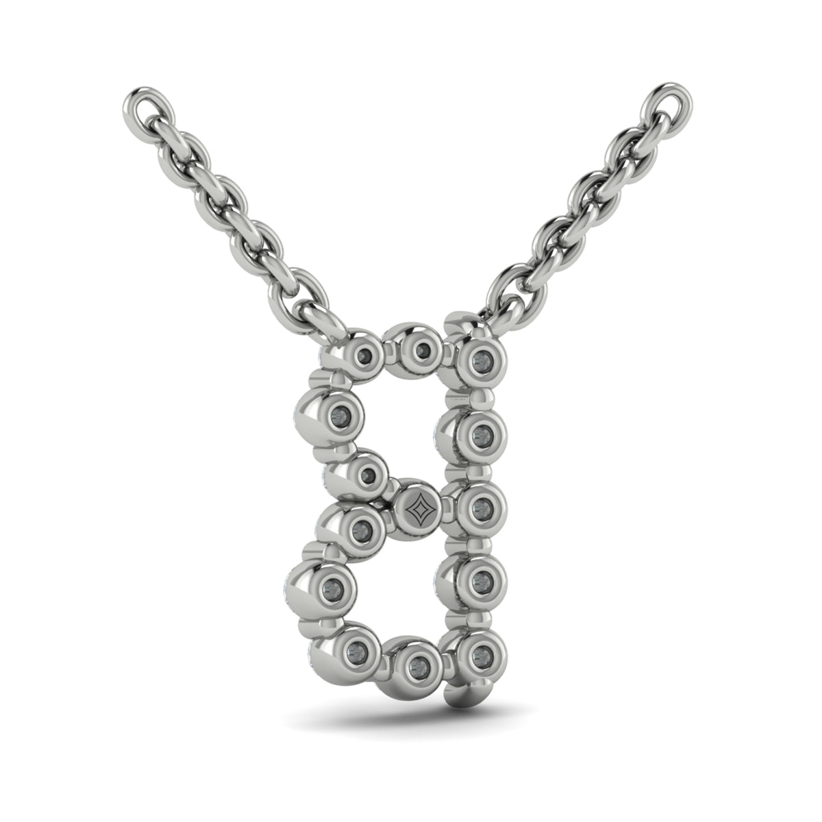 Diamond  Alphabet Pendant Necklace, B