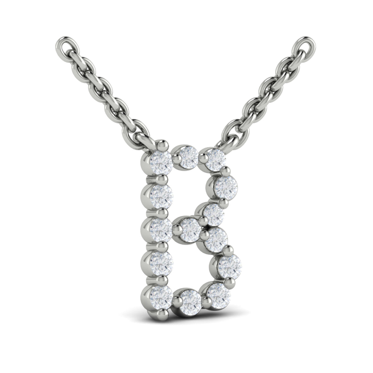 Diamond  Alphabet Pendant Necklace, B