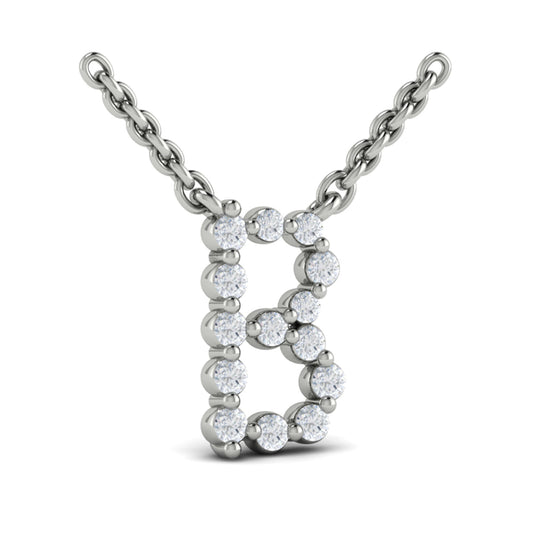 Diamond  Alphabet Pendant Necklace, B
