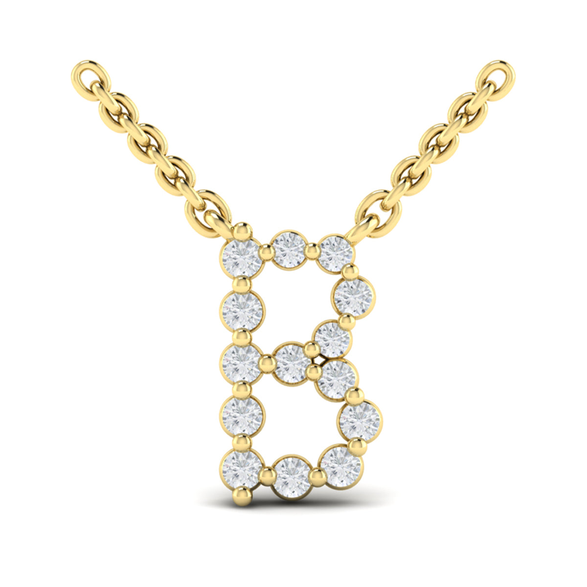 Diamond  Alphabet Pendant Necklace, B