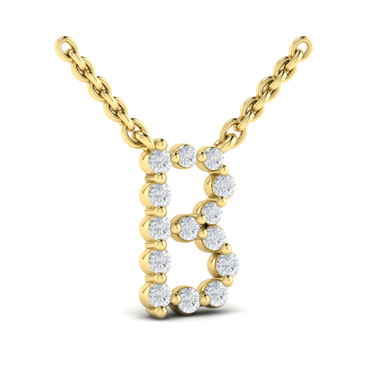 Diamond  Alphabet Pendant Necklace, B