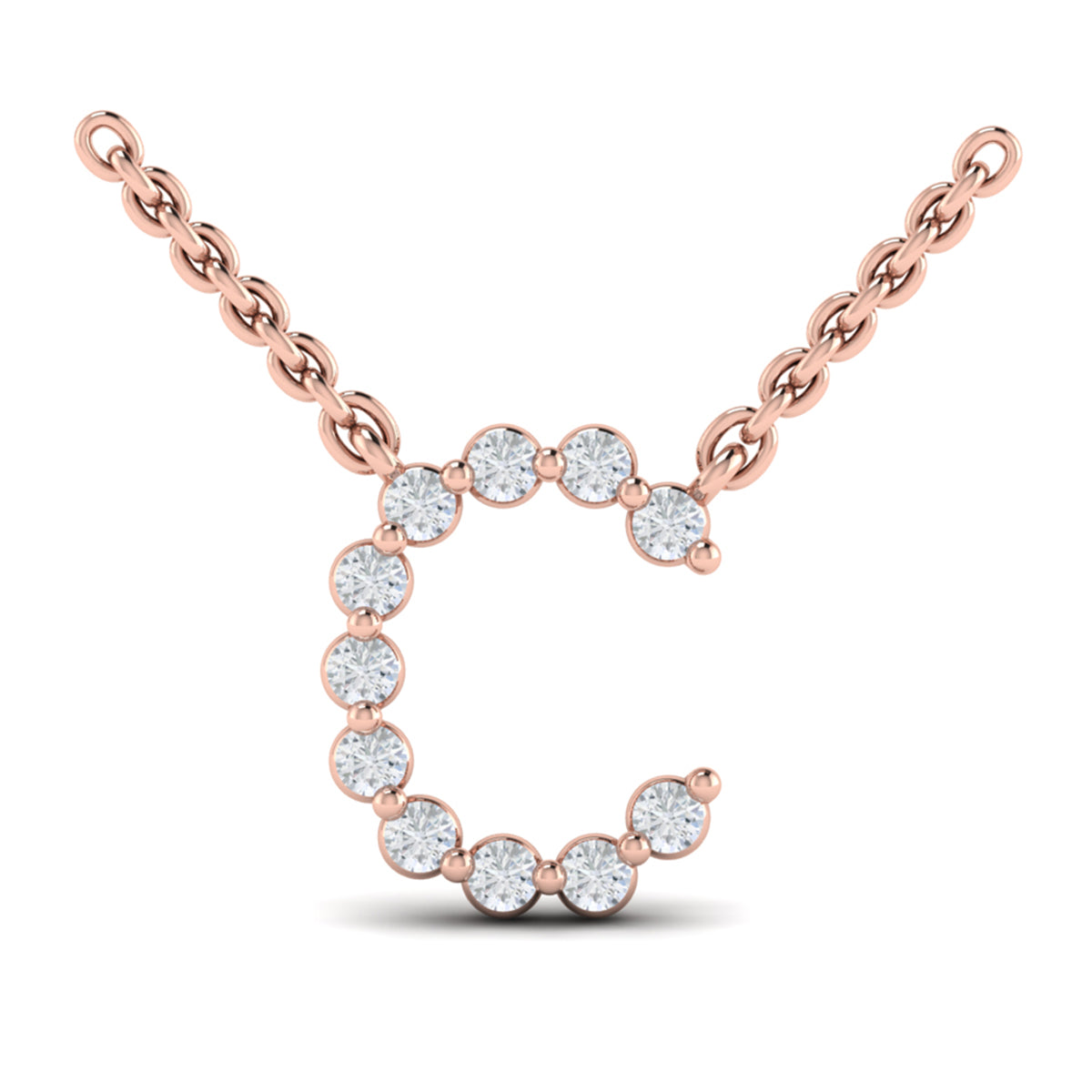 Diamond  Alphabet Pendant Necklace, C