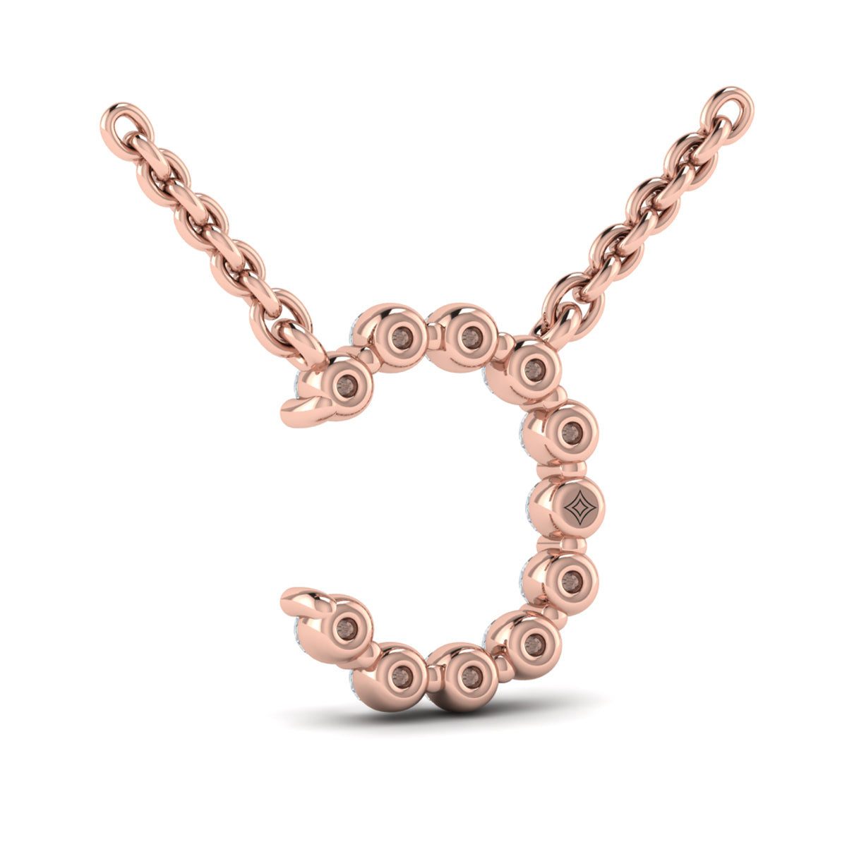 Diamond  Alphabet Pendant Necklace, C