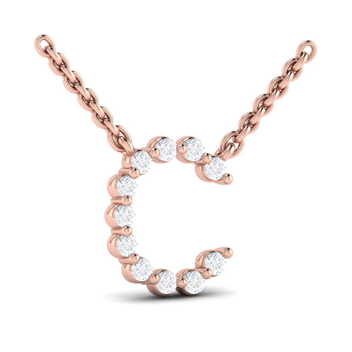 Diamond  Alphabet Pendant Necklace, C