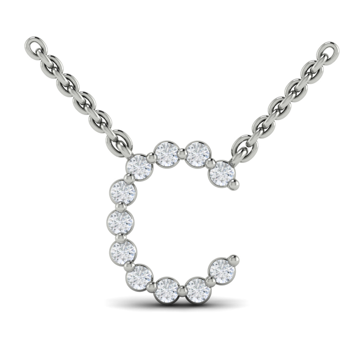 Diamond  Alphabet Pendant Necklace, C