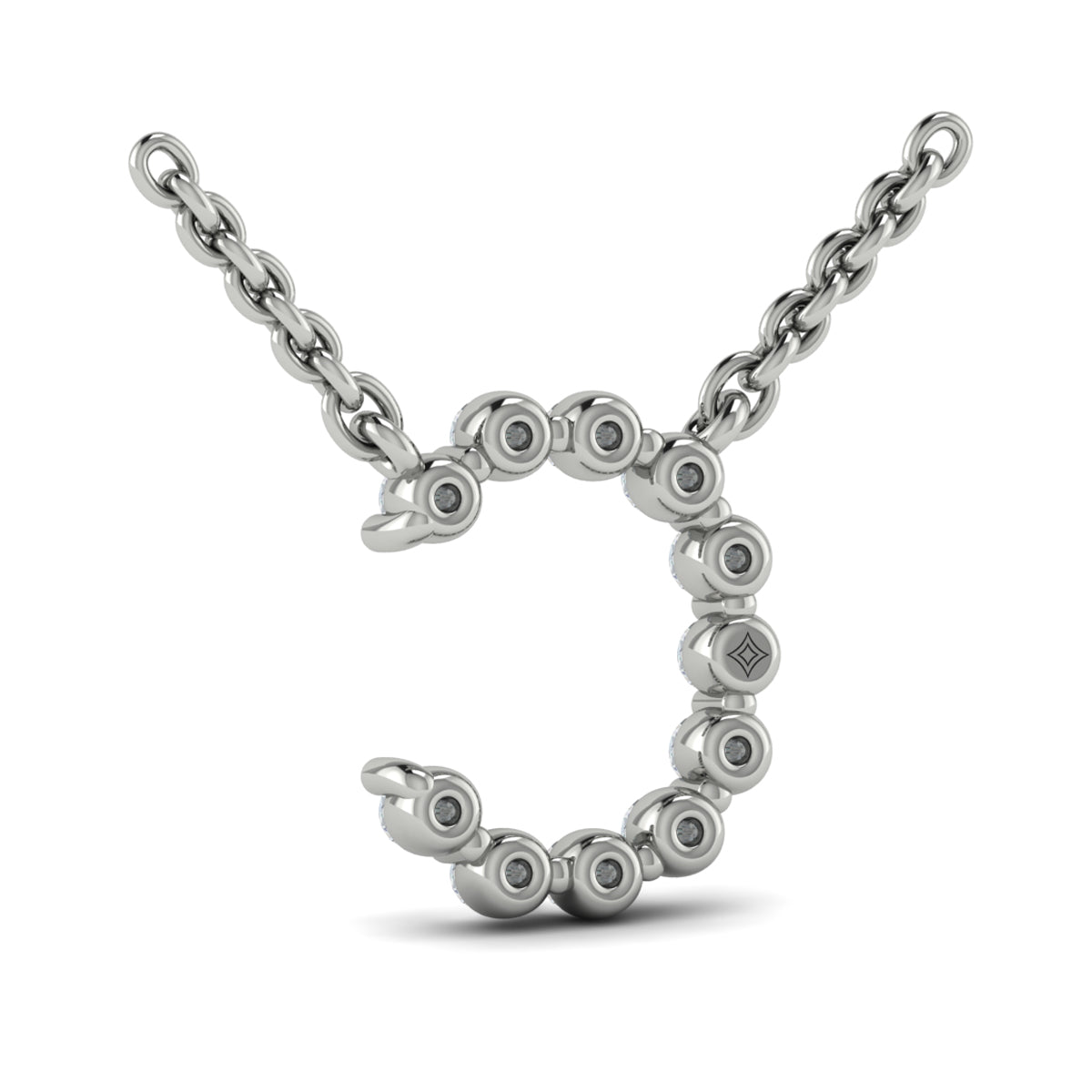 Diamond  Alphabet Pendant Necklace, C