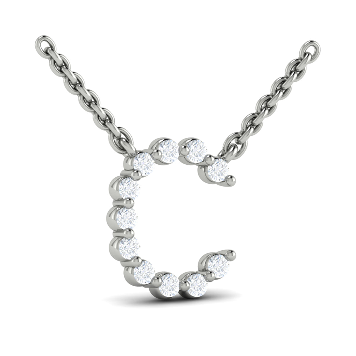 Diamond  Alphabet Pendant Necklace, C