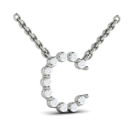Diamond  Alphabet Pendant Necklace, C