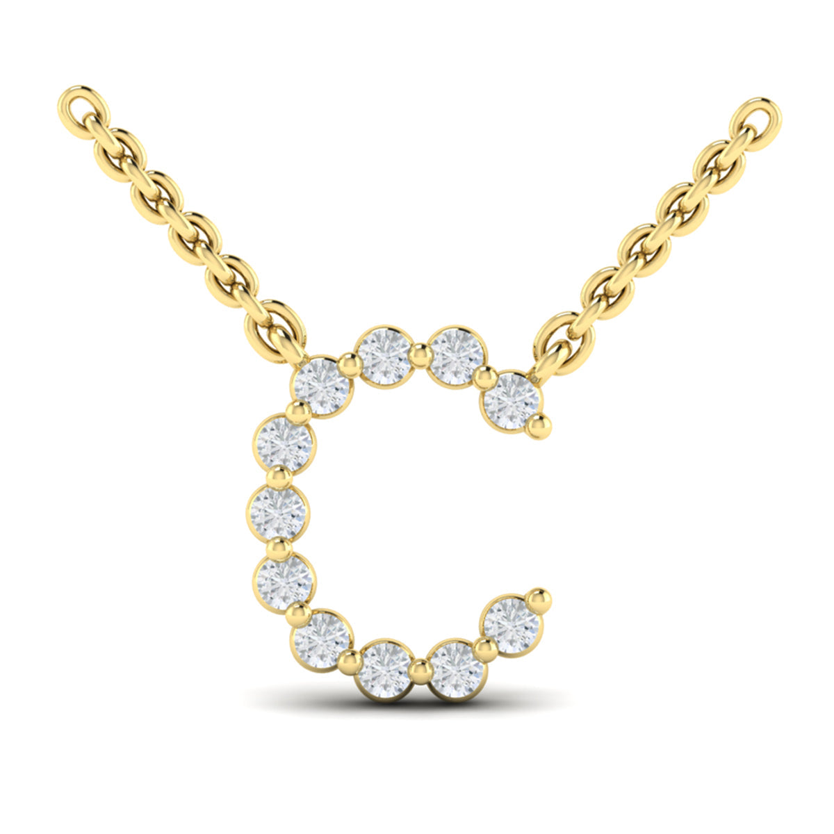 Diamond  Alphabet Pendant Necklace, C