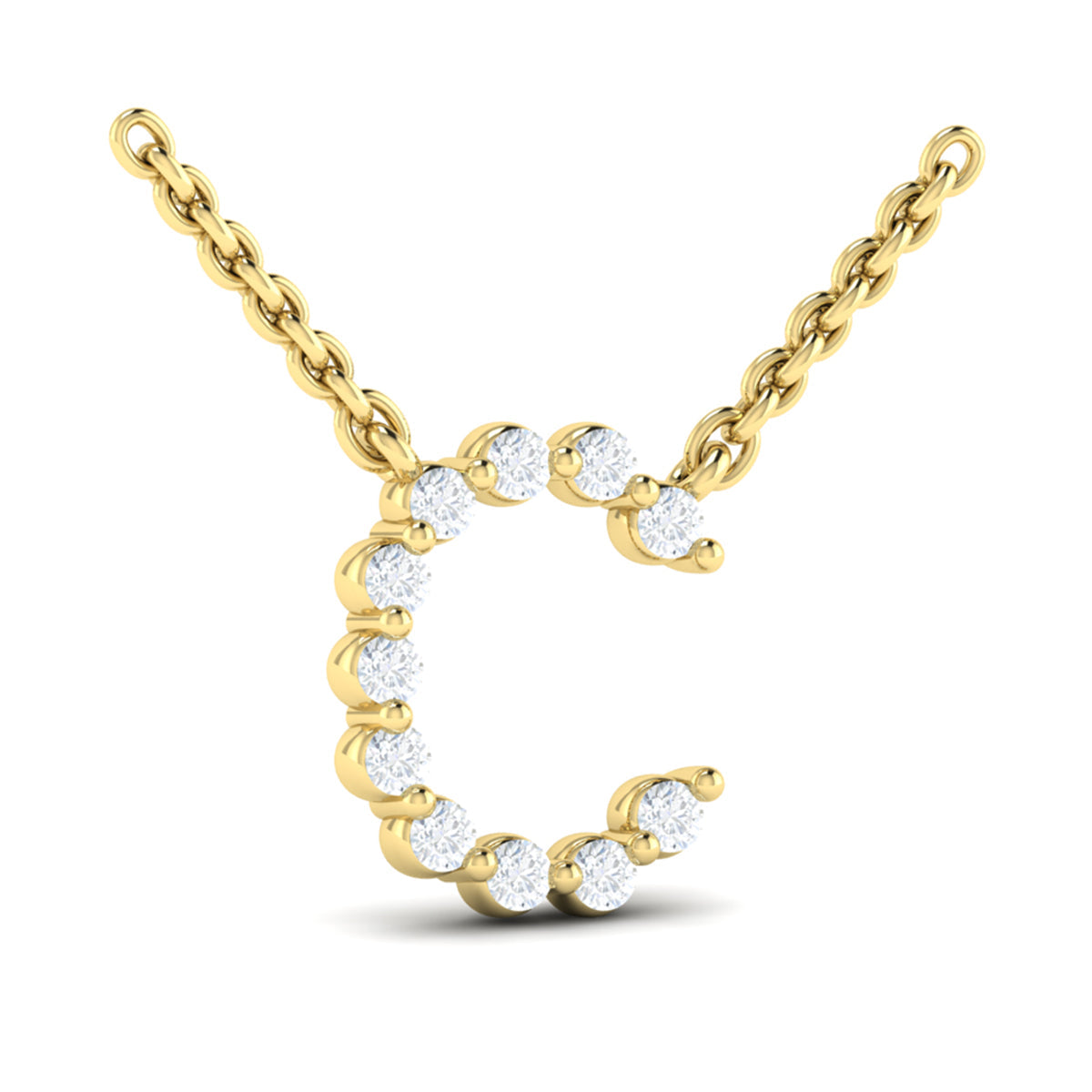 Diamond  Alphabet Pendant Necklace, C