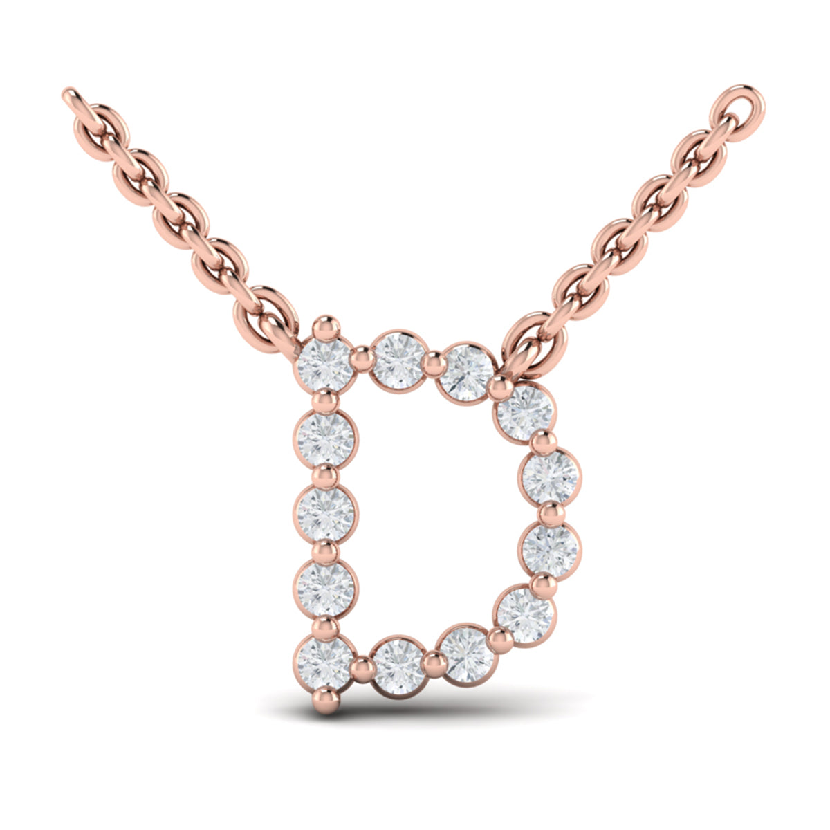 Diamond  Alphabet Pendant Necklace, D