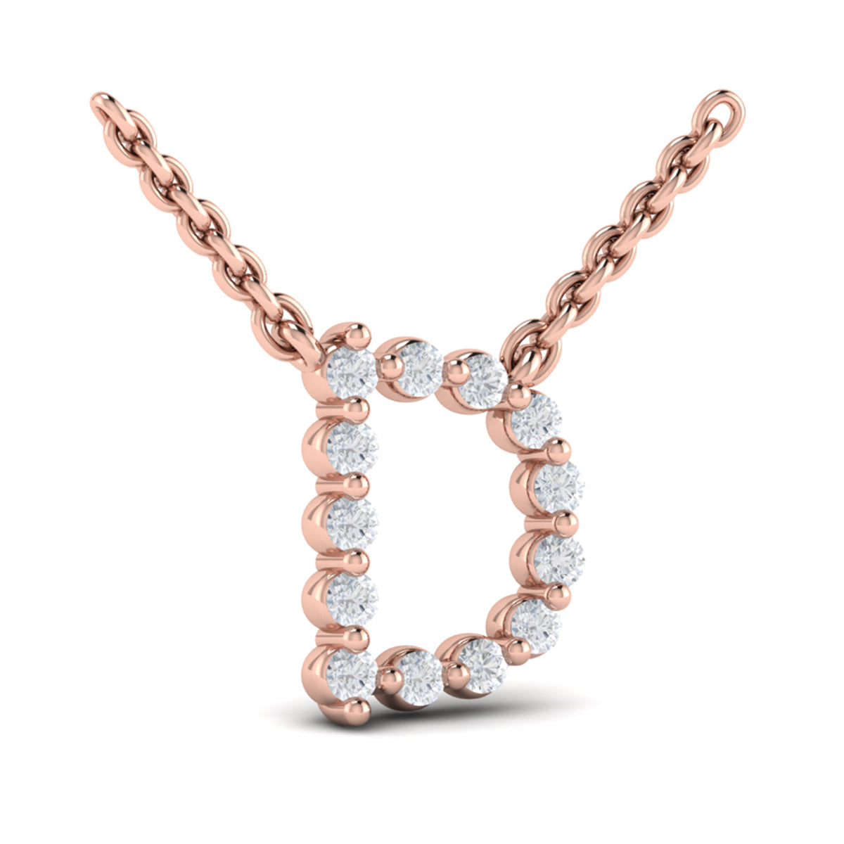 Diamond  Alphabet Pendant Necklace, D