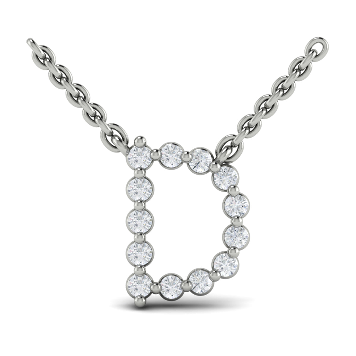 Diamond  Alphabet Pendant Necklace, D