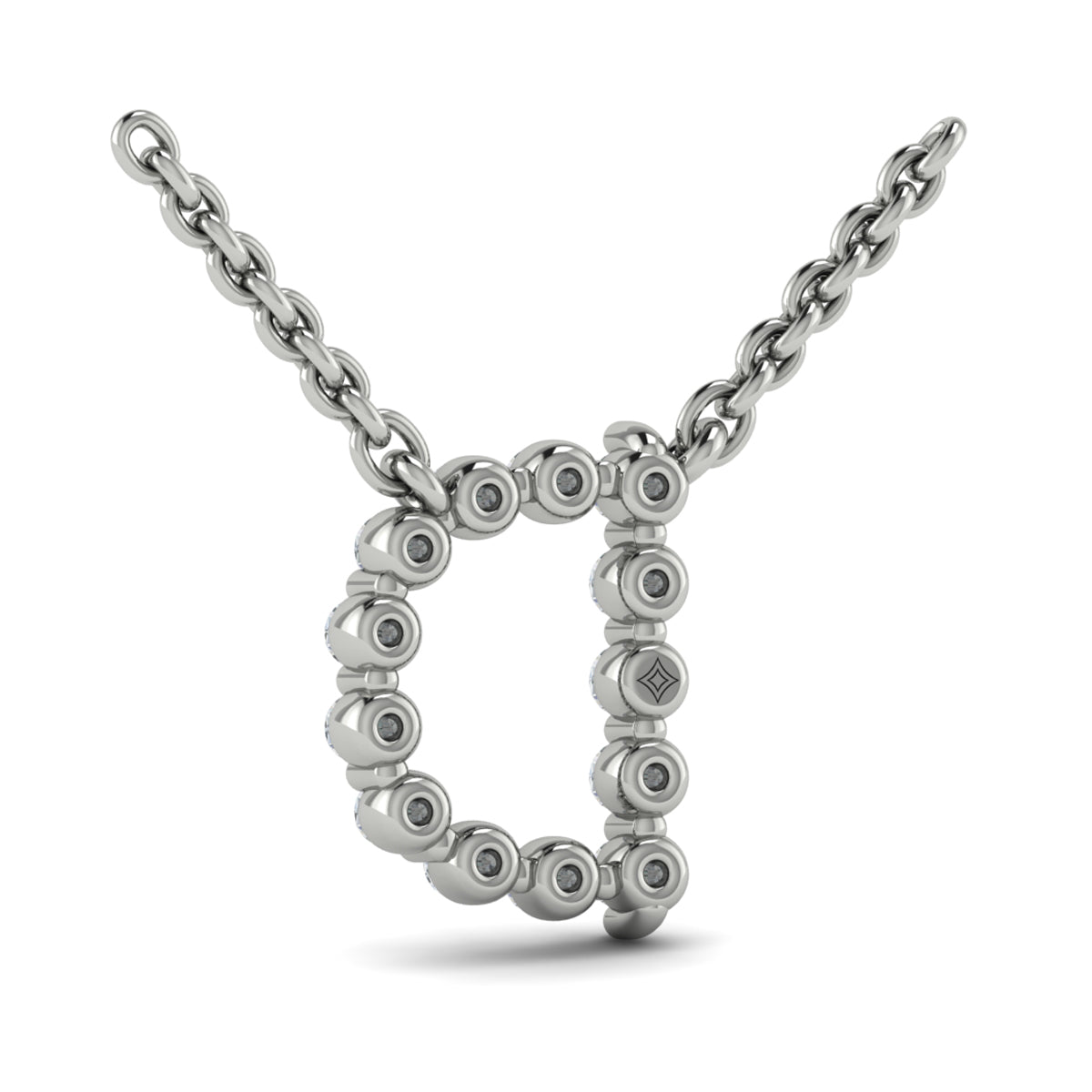 Diamond  Alphabet Pendant Necklace, D