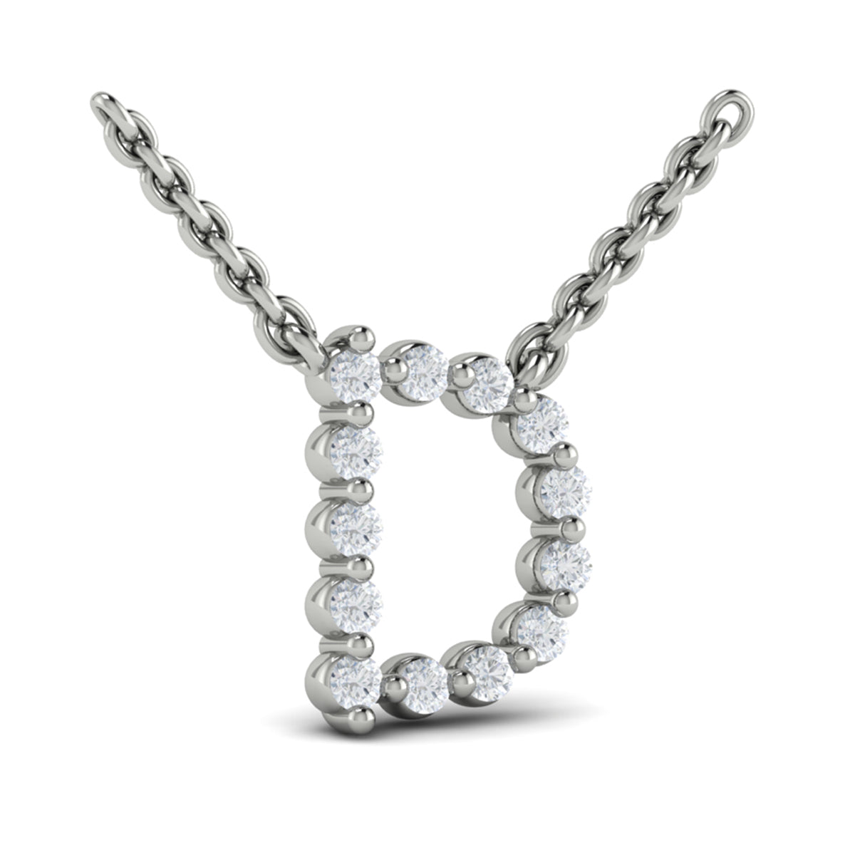 Diamond  Alphabet Pendant Necklace, D