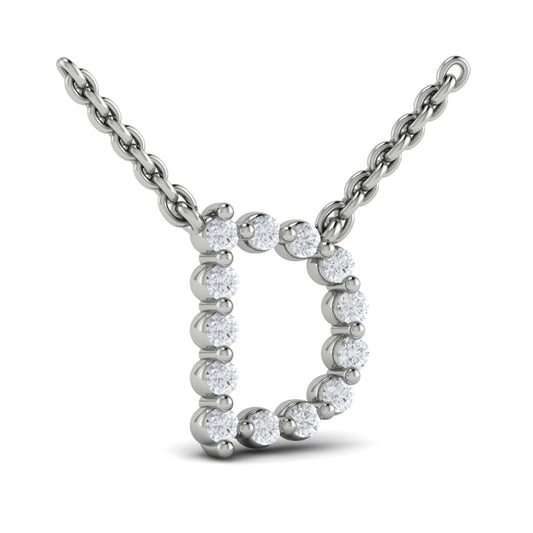 Diamond  Alphabet Pendant Necklace, D