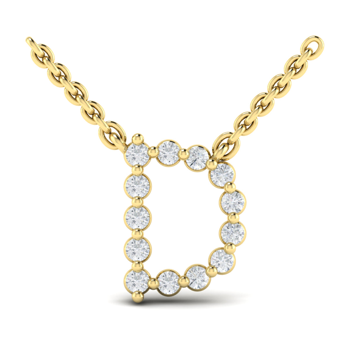 Diamond  Alphabet Pendant Necklace, D
