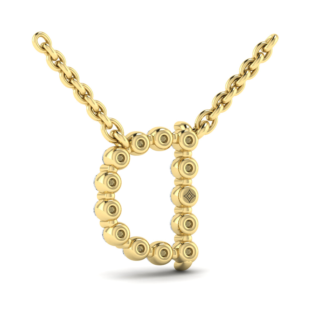 Diamond  Alphabet Pendant Necklace, D