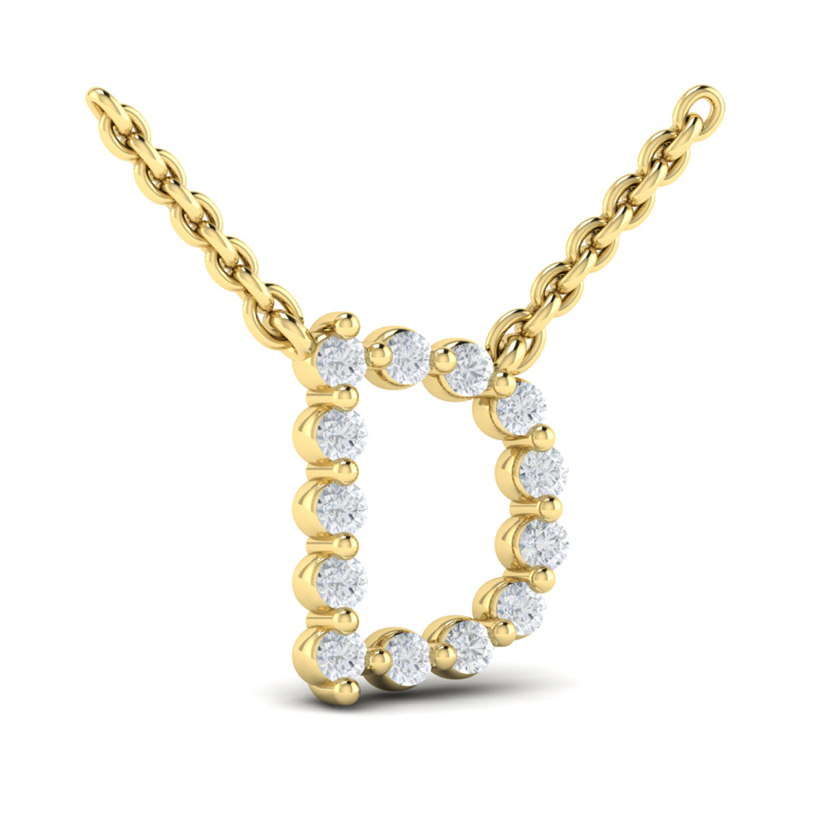 Diamond  Alphabet Pendant Necklace, D