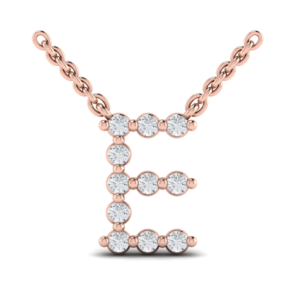 Diamond  Alphabet Pendant Necklace, E