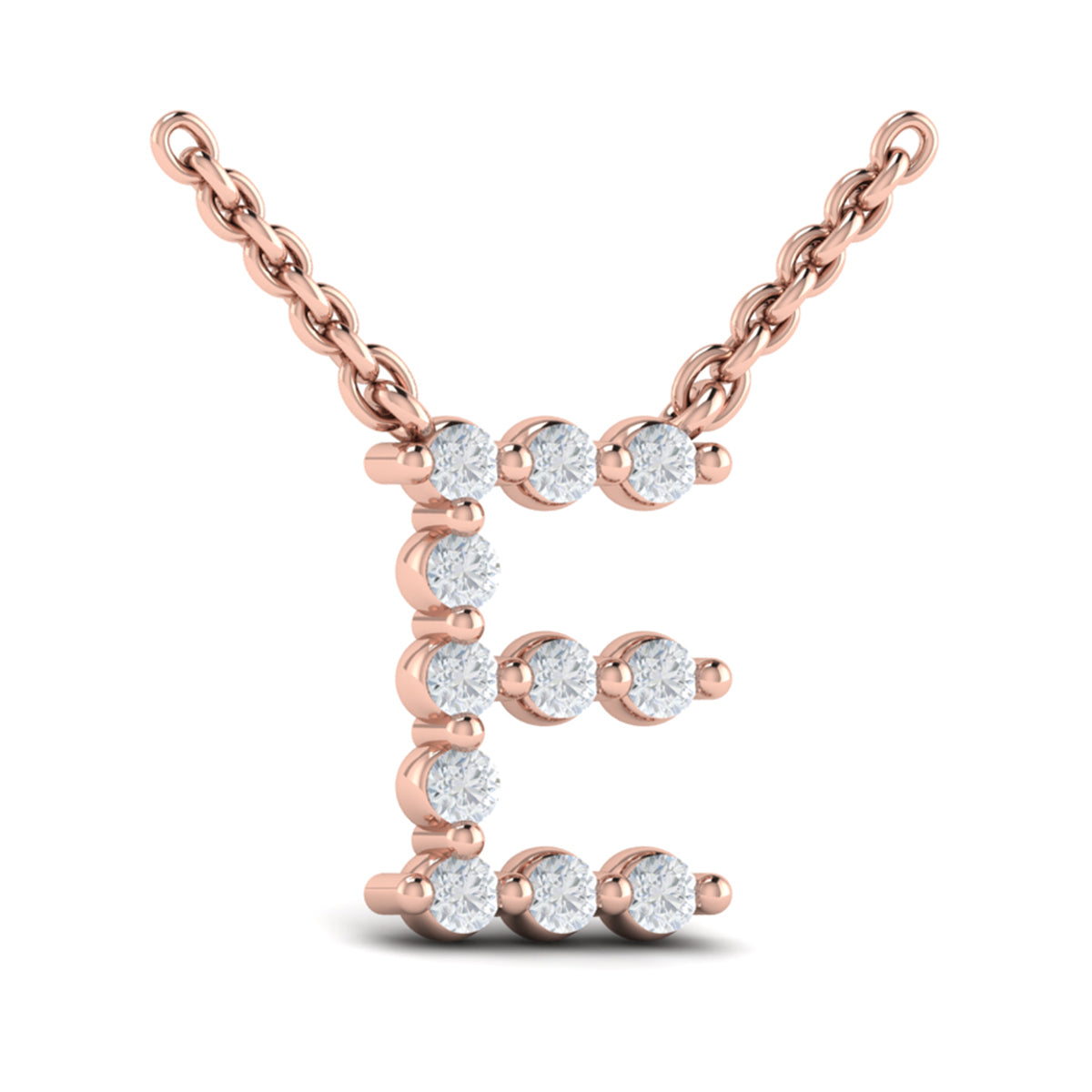 Diamond  Alphabet Pendant Necklace, E