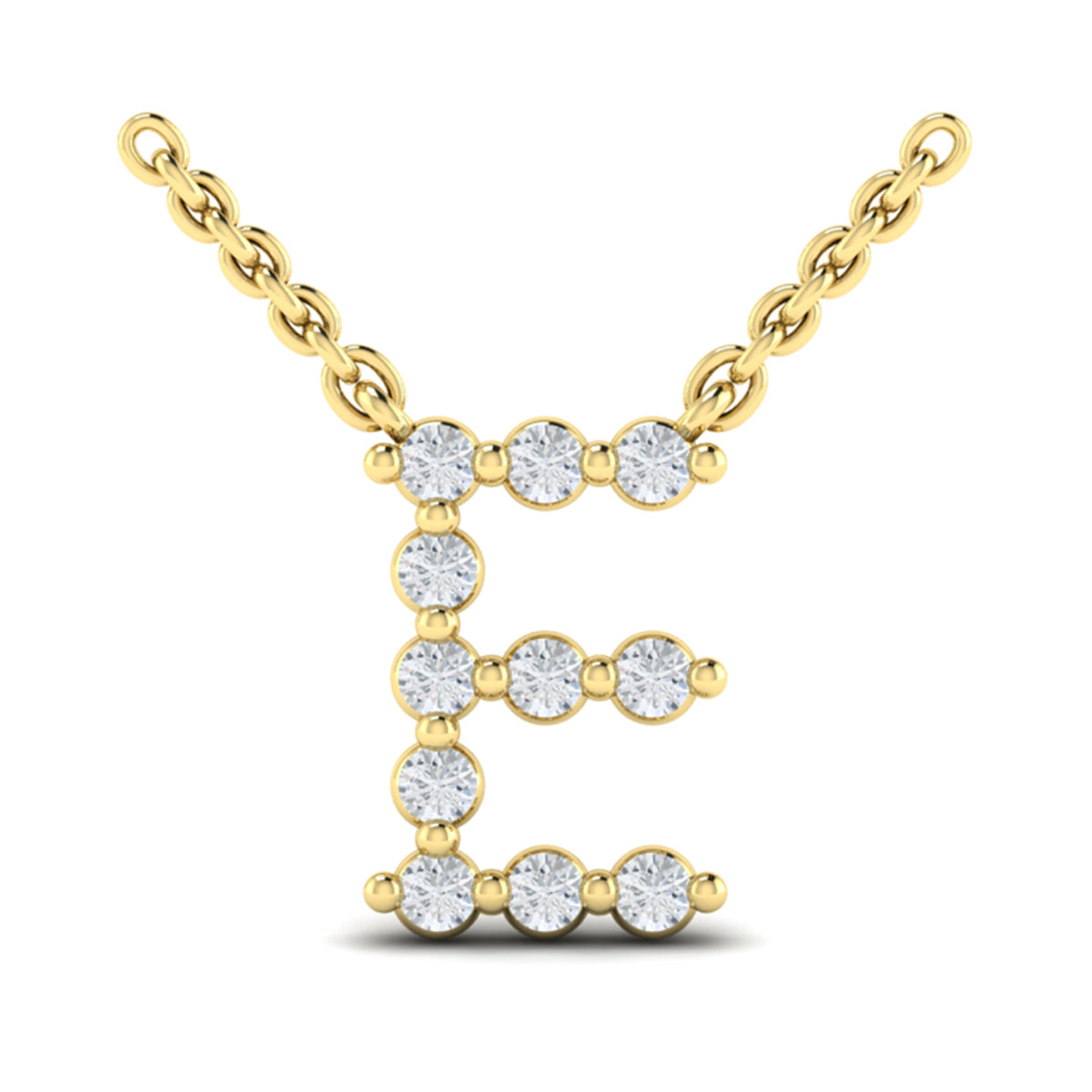 Diamond  Alphabet Pendant Necklace, E