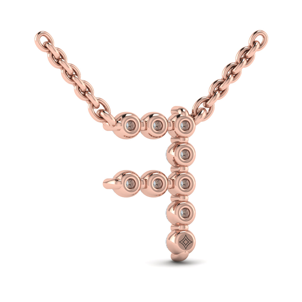 Diamond  Alphabet Pendant Necklace, F