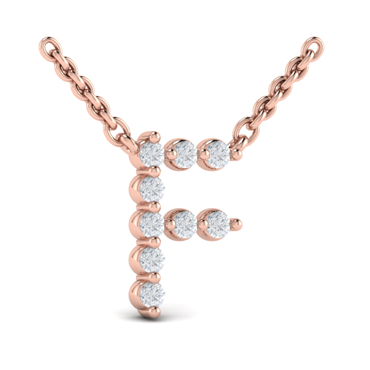 Diamond  Alphabet Pendant Necklace, F