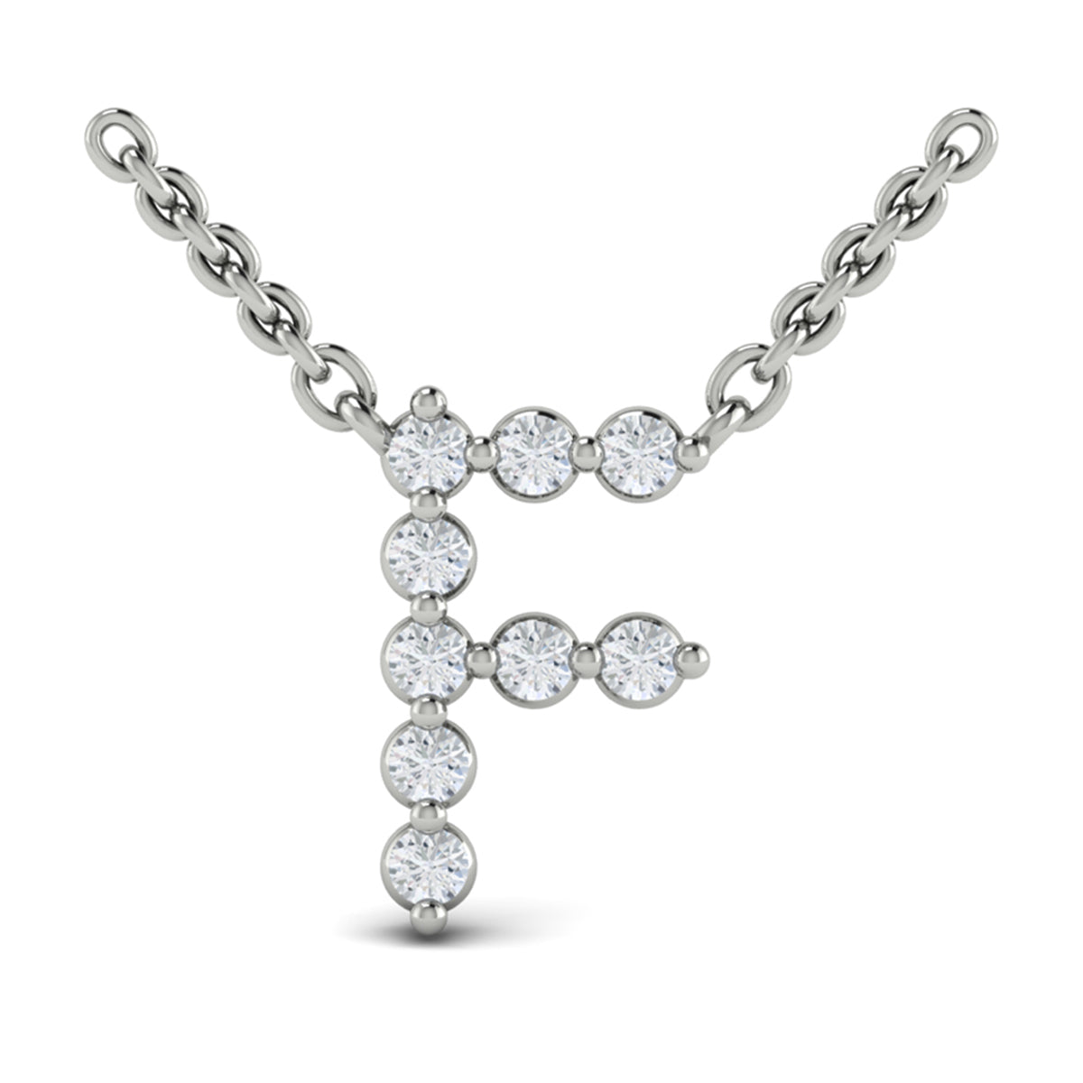 Diamond  Alphabet Pendant Necklace, F