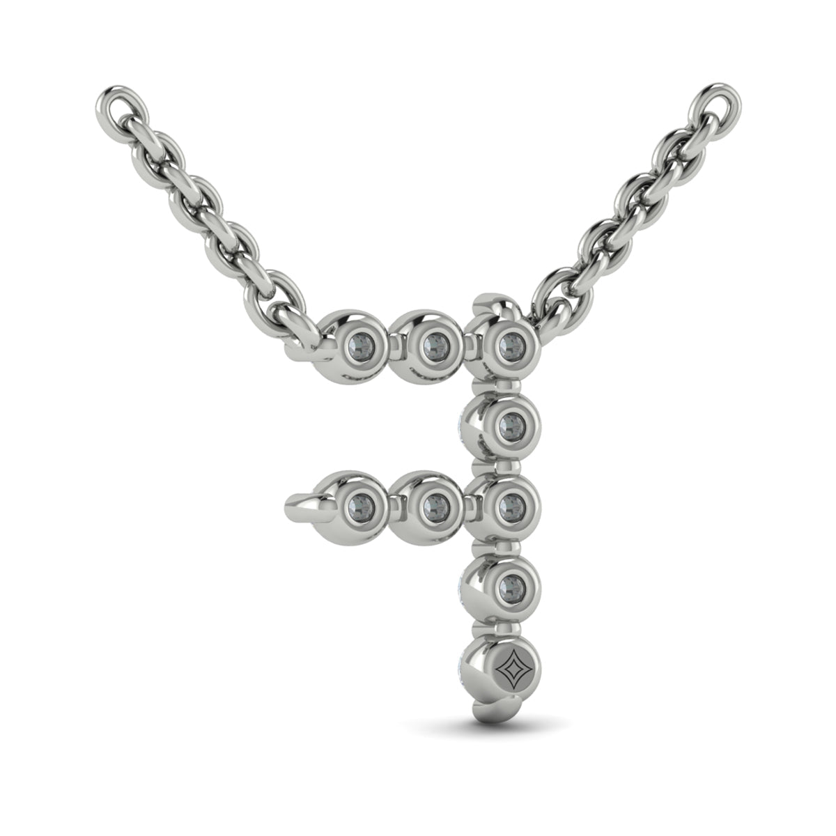 Diamond  Alphabet Pendant Necklace, F
