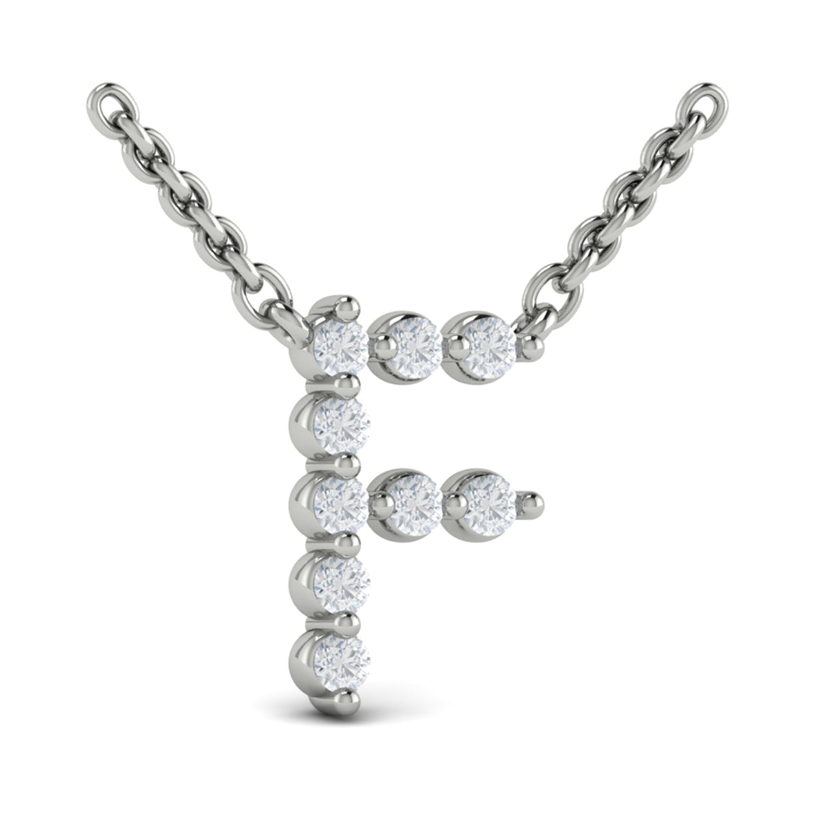Diamond  Alphabet Pendant Necklace, F