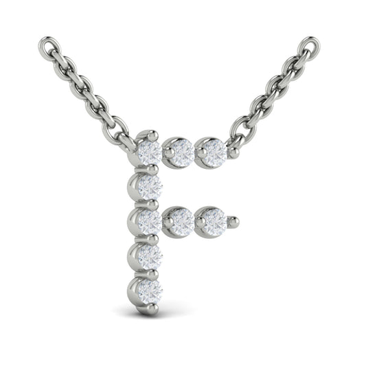 Diamond  Alphabet Pendant Necklace, F