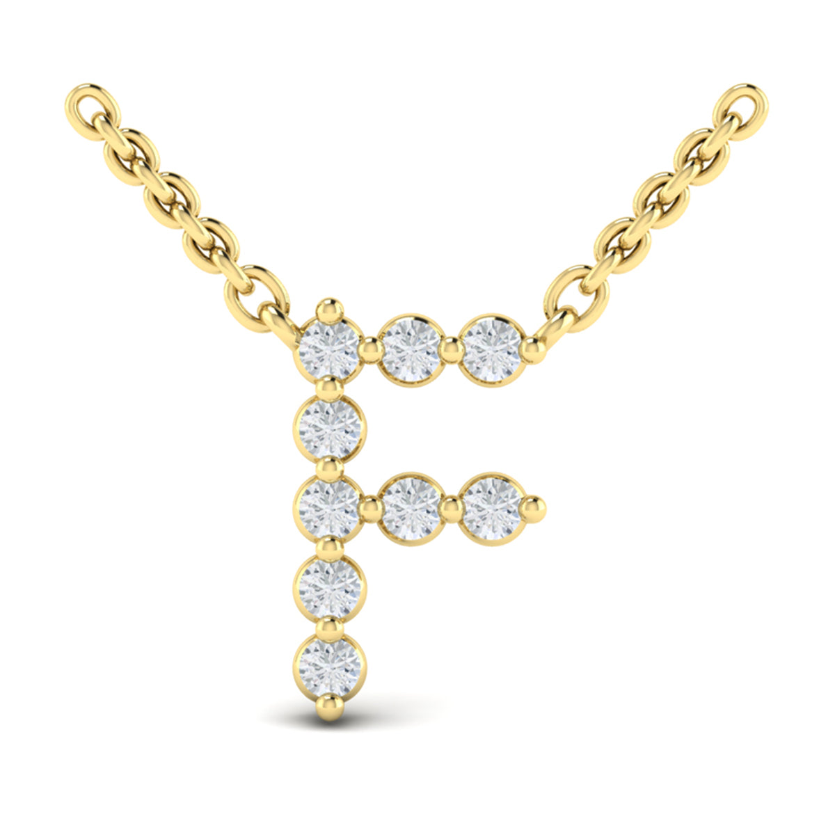 Diamond  Alphabet Pendant Necklace, F