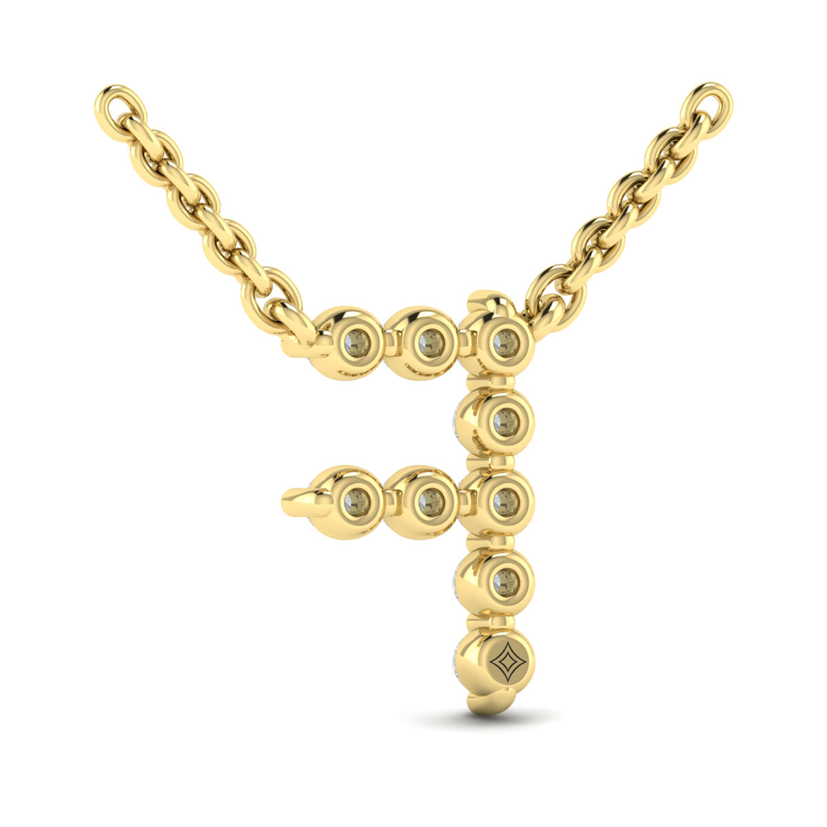 Diamond  Alphabet Pendant Necklace, F
