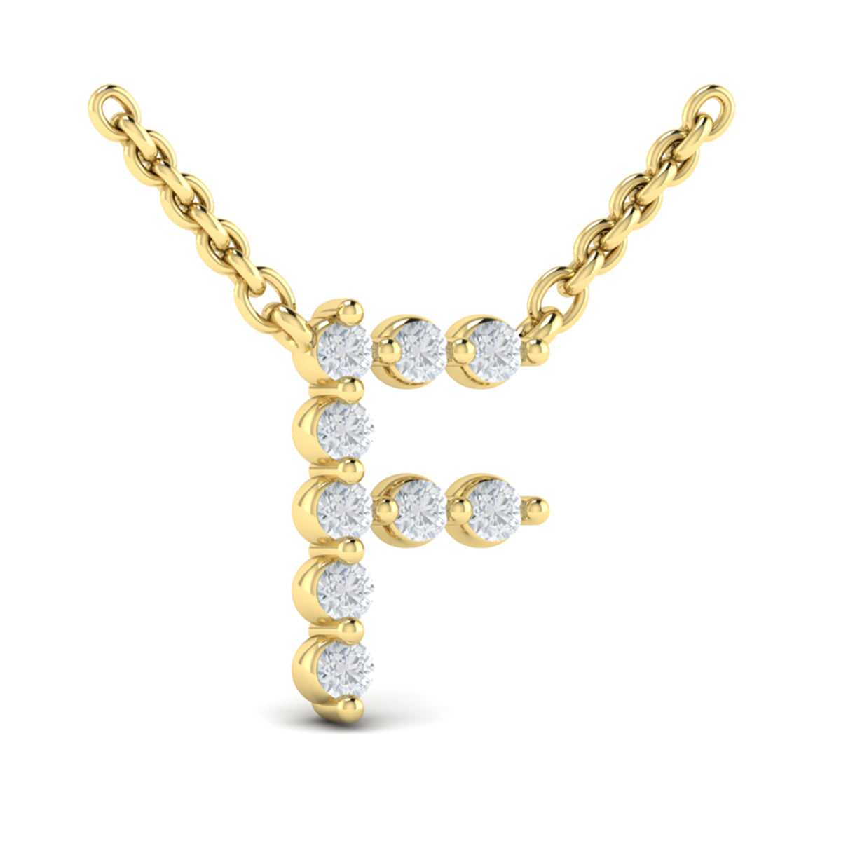 Diamond  Alphabet Pendant Necklace, F