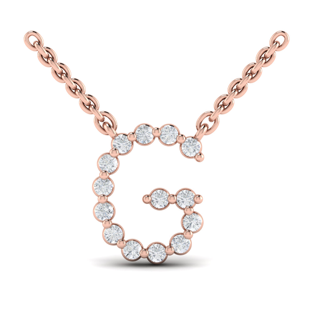 Diamond  Alphabet Pendant Necklace, G