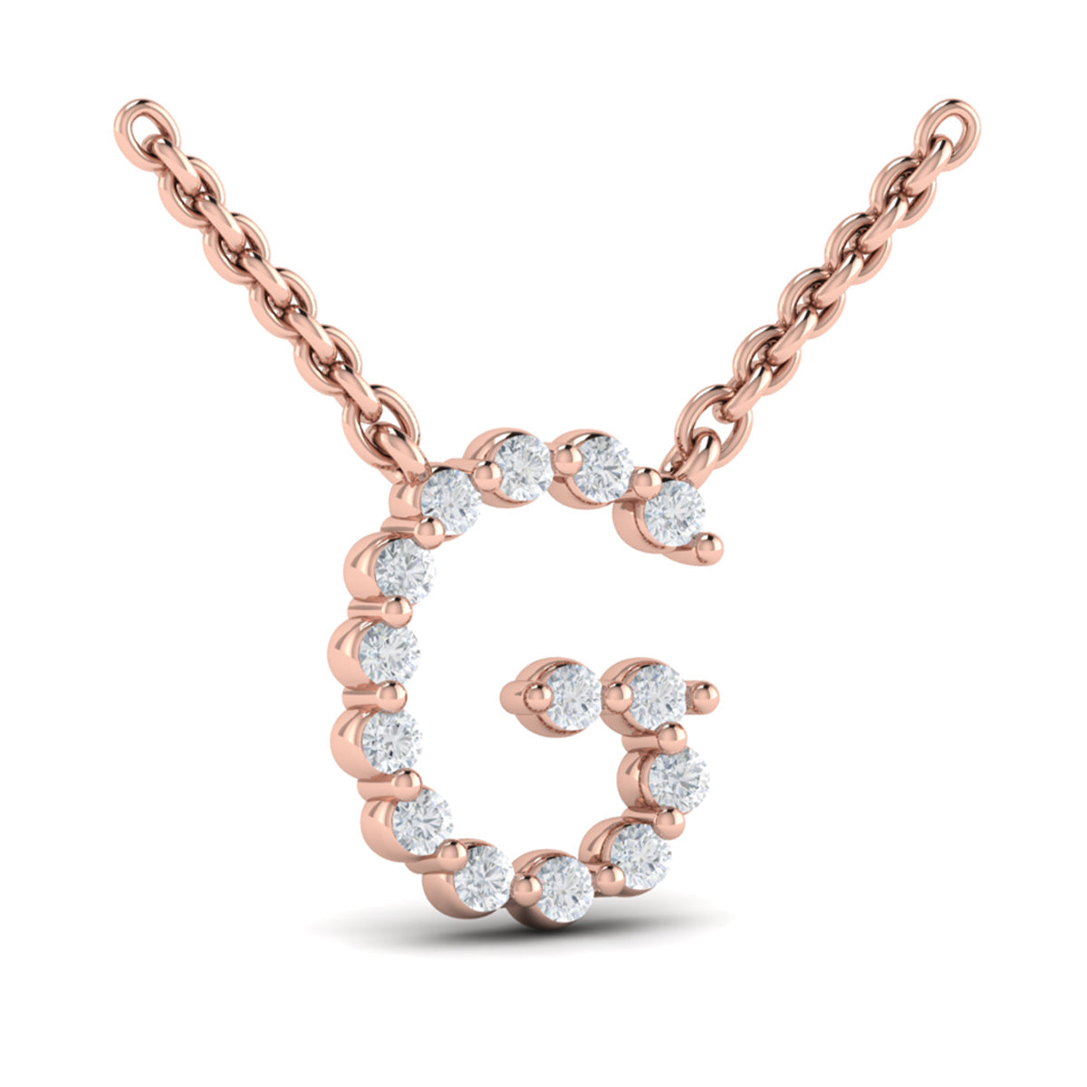 Diamond  Alphabet Pendant Necklace, G