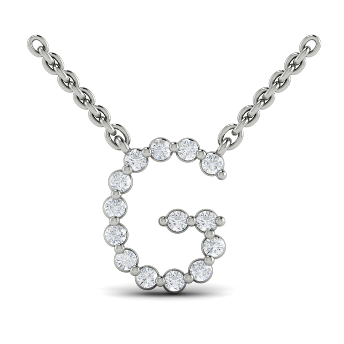 Diamond  Alphabet Pendant Necklace, G